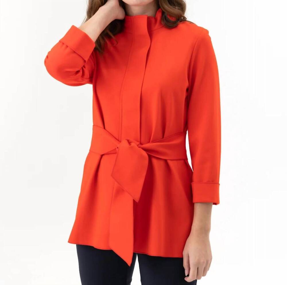 NEW RENUAR woven sashed jacket in cedar